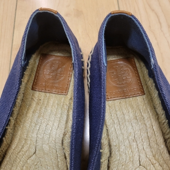 Tory Burch  espadrille casual ballet flats navy blue olive green size 6.5 - Picture 7 of 10